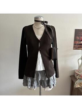 Brown wool knit cardigan